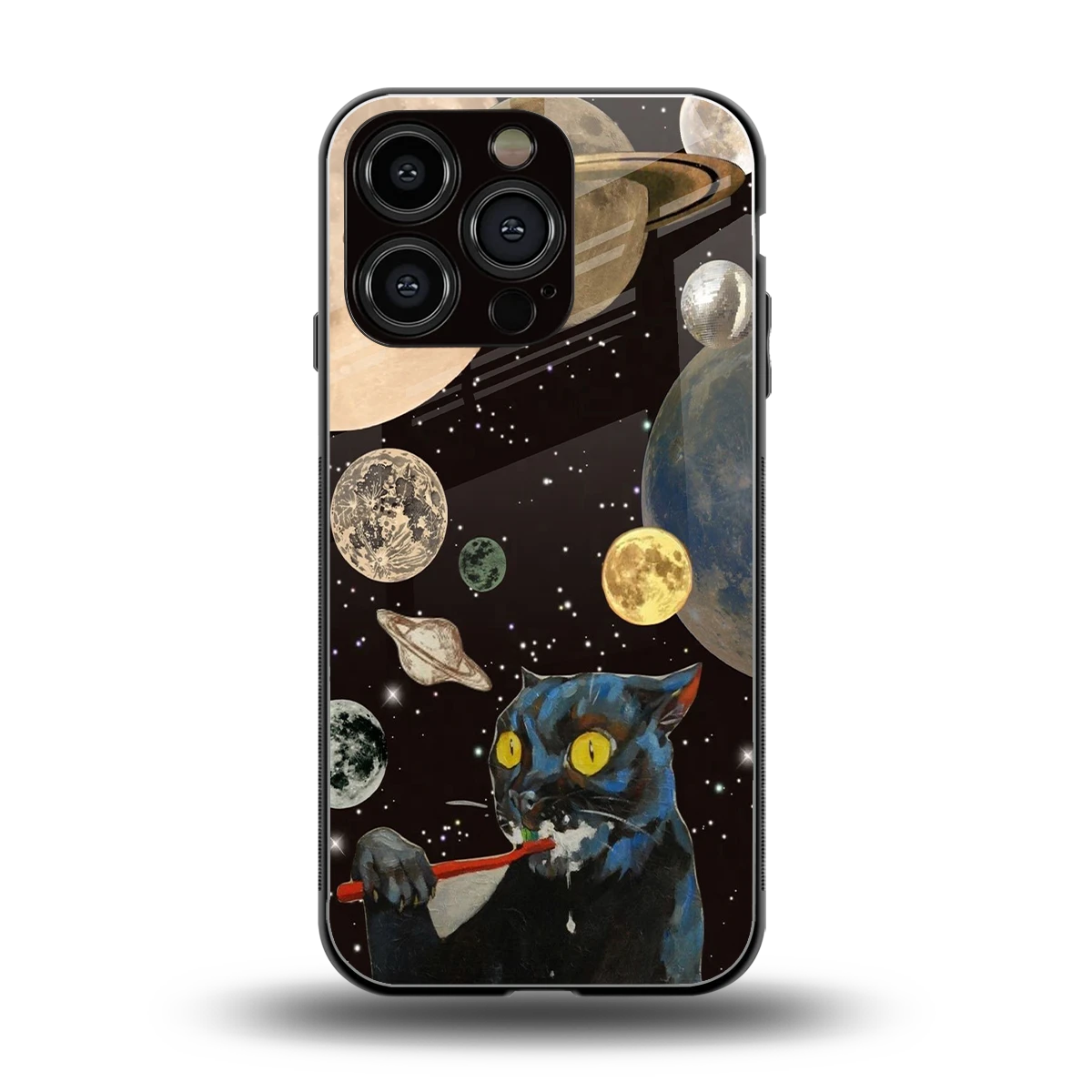 Galactic Purr back phone cover | glass case for iphone 16 pro