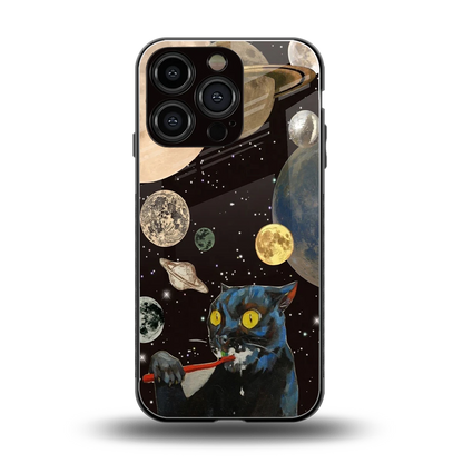 Galactic Purr back phone cover | glass case for iphone 16 pro
