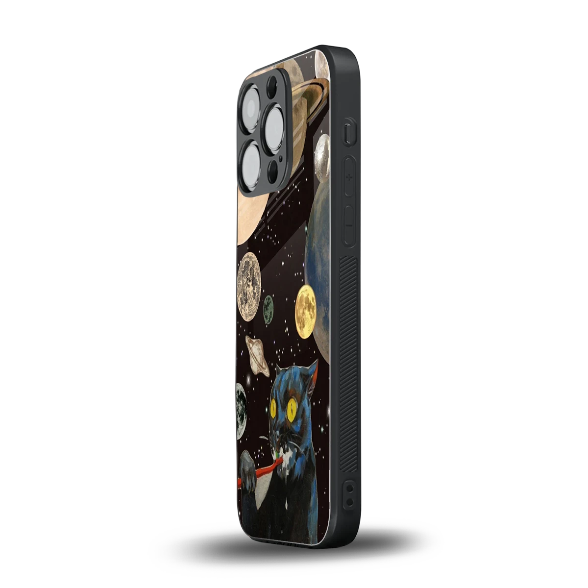 Galactic Purr iphone 16 pro mobile cover | shockproof glass phone case