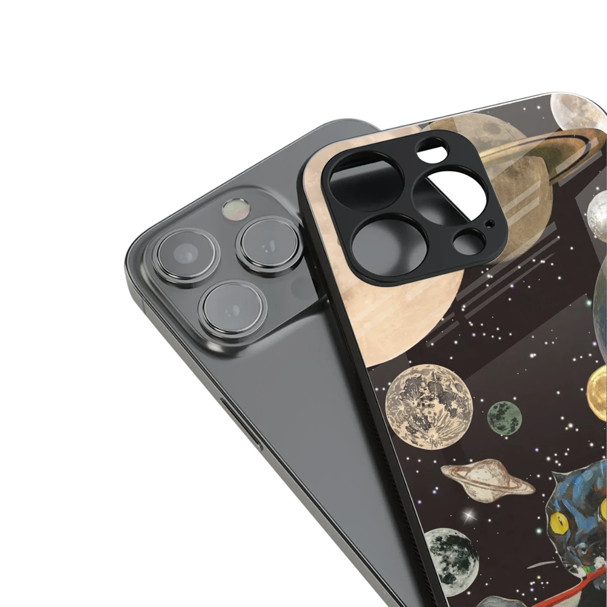 Galactic Purr stylish phone case for iphone 13 pro | glossy glass and slim fit