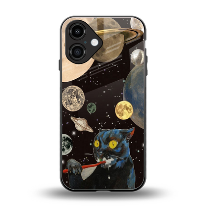 Galactic Purr back phone cover | glass case for iphone 16