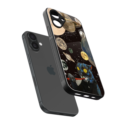Galactic Purr sleek iPhone 16 cover with tempered glass back and TPU edges