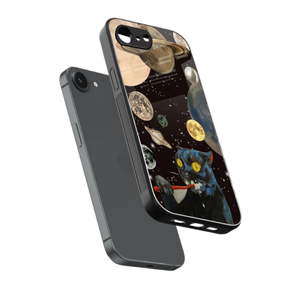Galactic Purr sleek iphone 16e cover with tempered glass back and TPU edges
