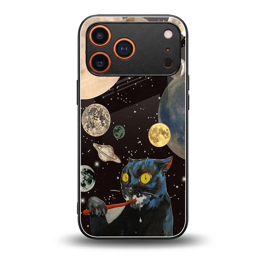 Galactic Purr back phone cover | glass case for iphone 17 pro max