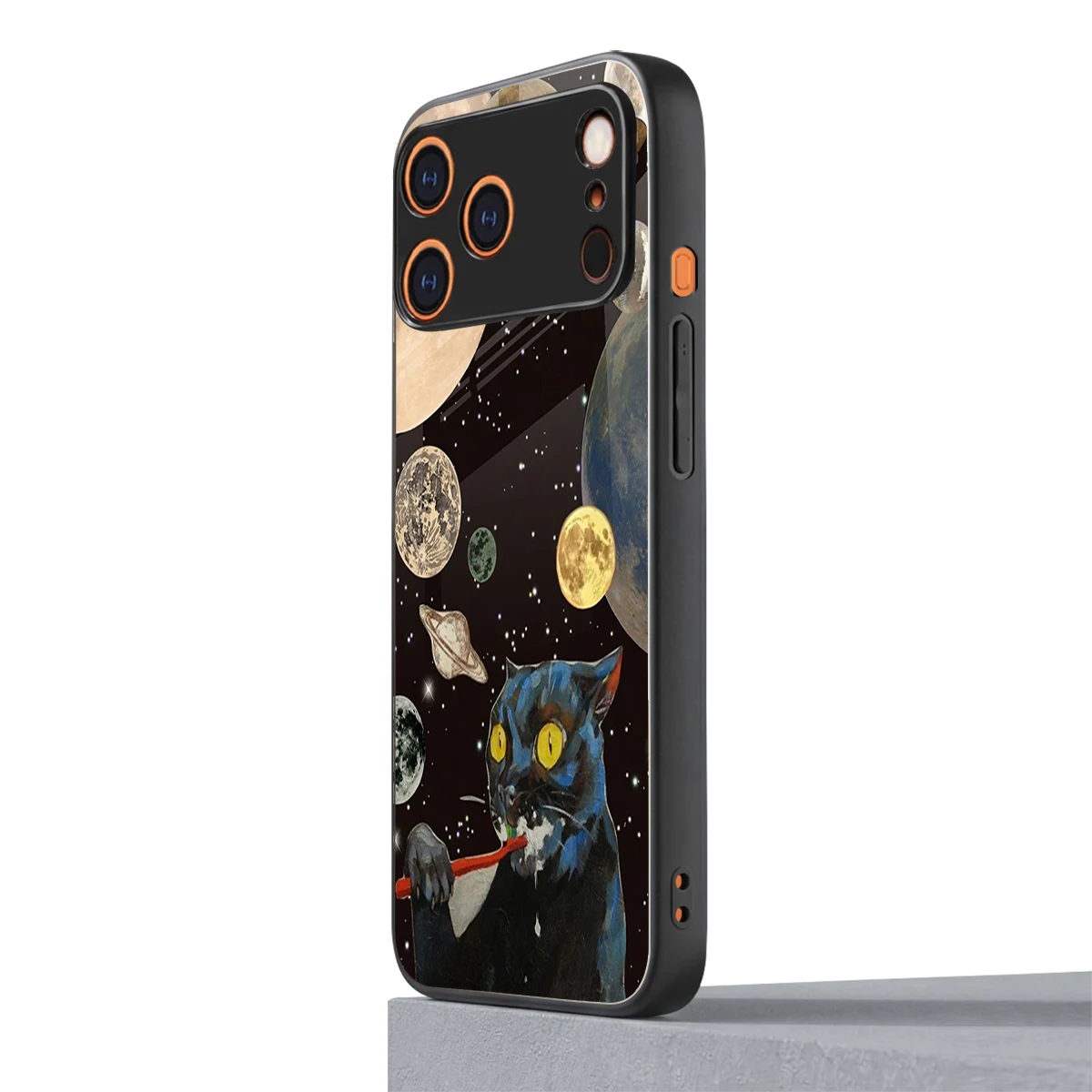 Galactic Purr iphone 17 pro mobile cover | shockproof glass phone case