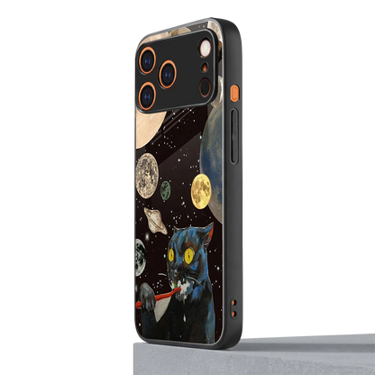 Galactic Purr iphone 17 pro mobile cover | shockproof glass phone case