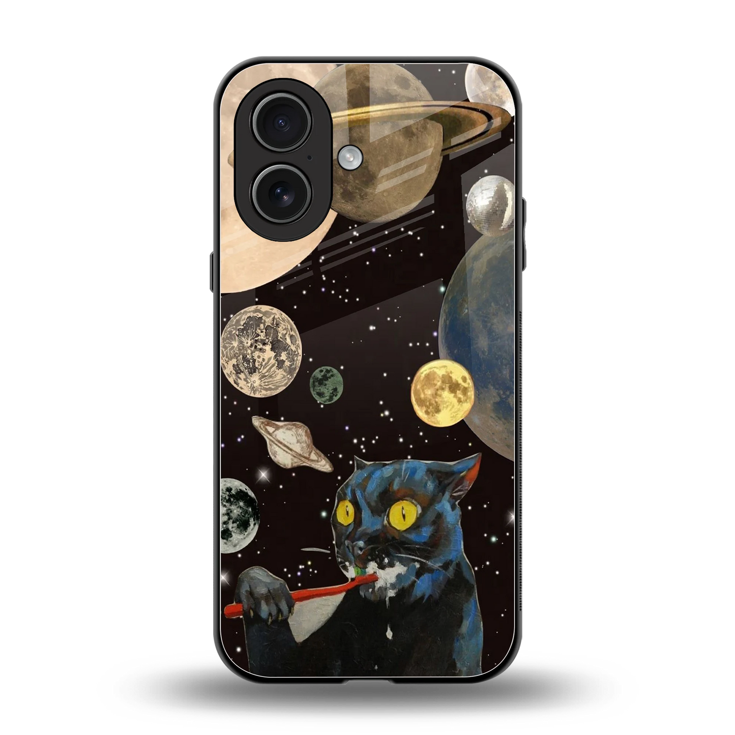 Galactic Purr back phone cover | glass case for iphone 17