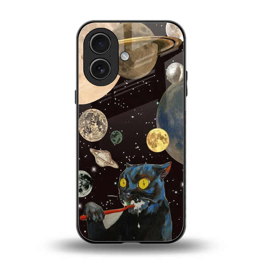 Galactic Purr back phone cover | glass case for iphone 17