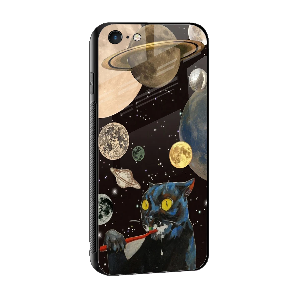 Galactic Purr sleek iphone 6s plus cover with tempered glass back and TPU edges