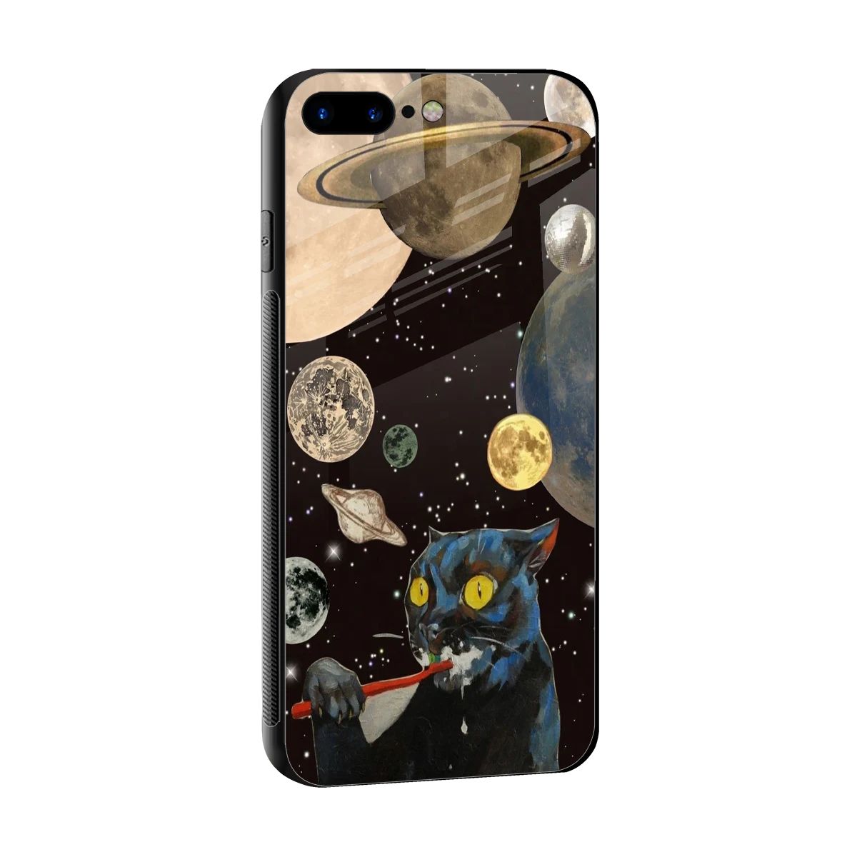 Galactic Purr sleek iphone 8 plus cover with tempered glass back and TPU edges
