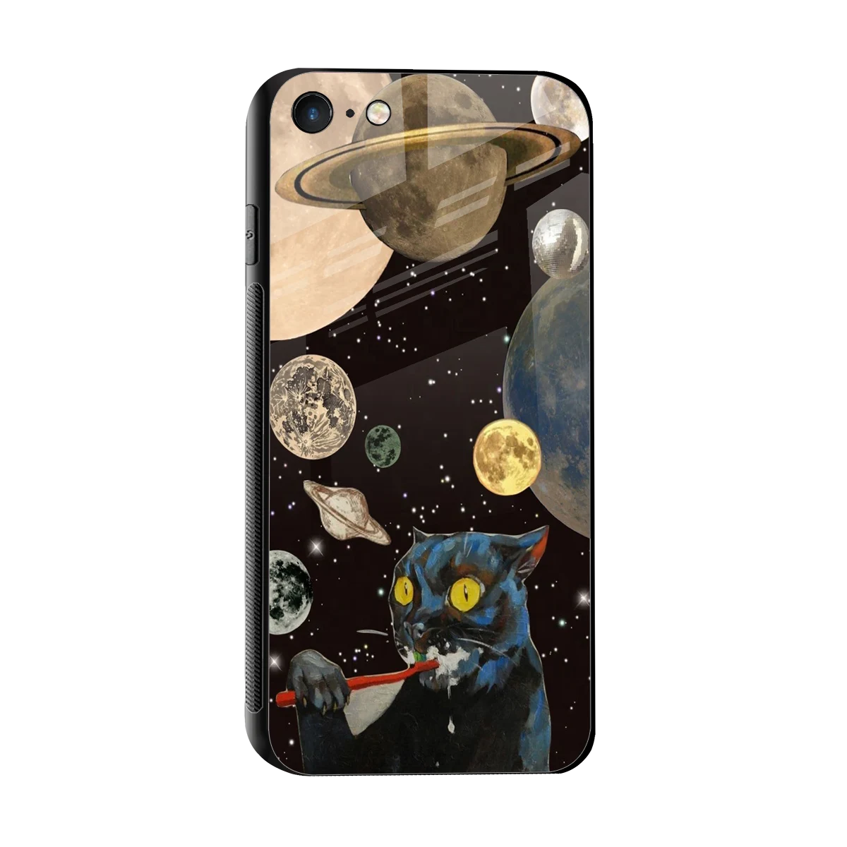 Galactic Purr sleek iphone 7 cover with tempered glass back and TPU edges