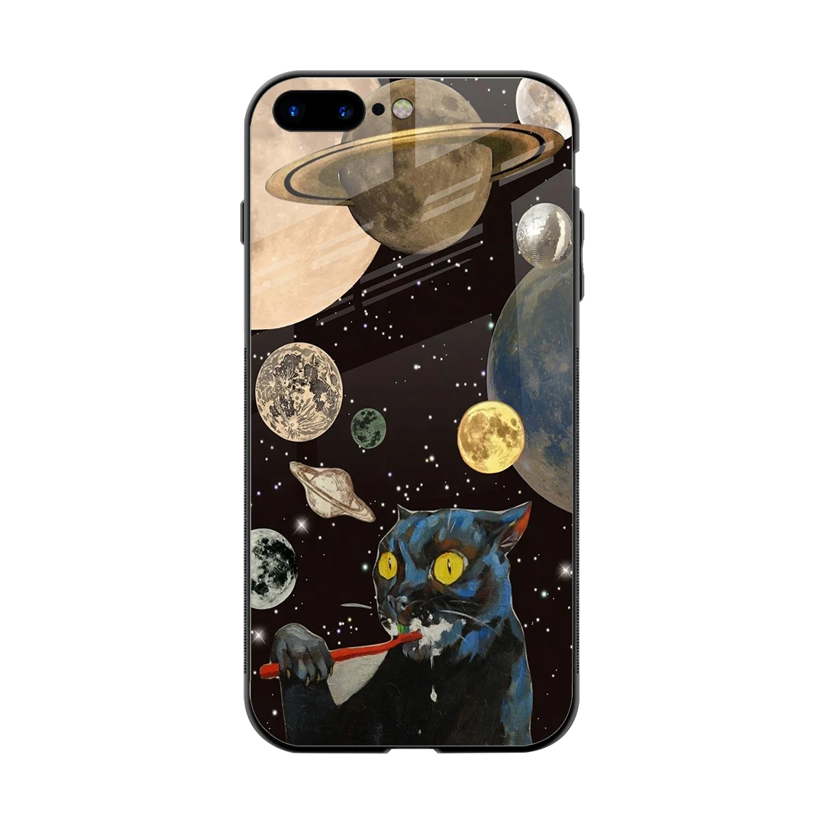 Galactic Purr back phone cover | glass case for iphone 8 plus