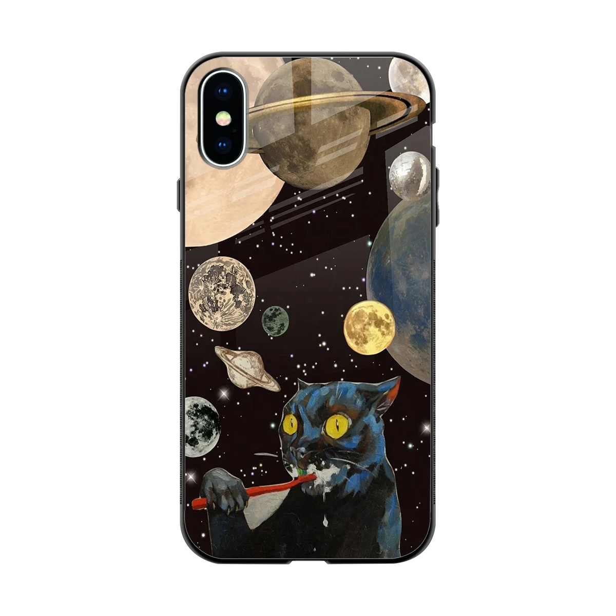 Galactic Purr back phone cover | glass case for iphone xs