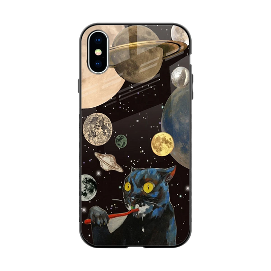 Galactic Purr back phone cover | glass case for iphone xs