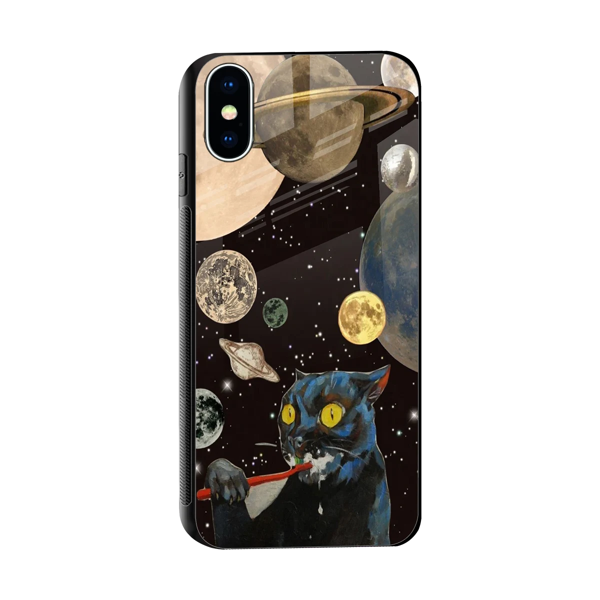Galactic Purr sleek iphone xs cover with tempered glass back and TPU edges