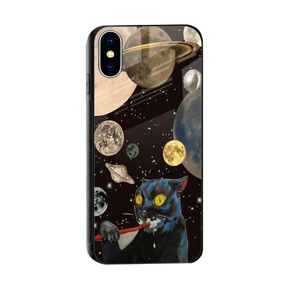 Galactic Purr sleek iphone xs cover with tempered glass back and TPU edges