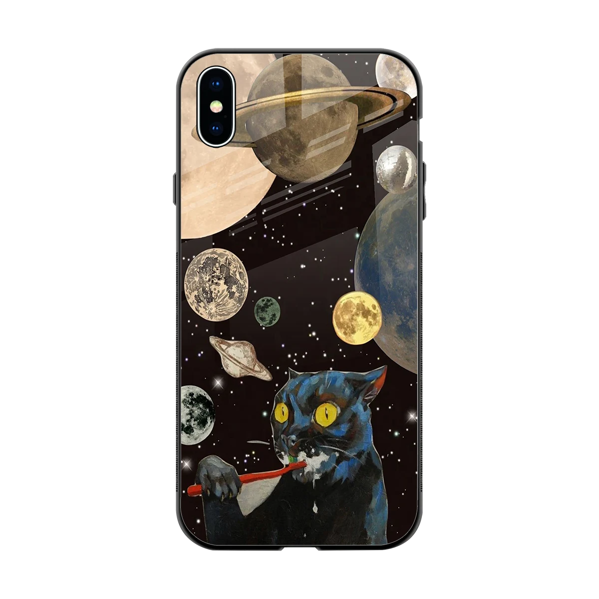 Galactic Purr back phone cover | glass case for iphone xs max