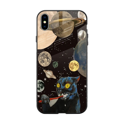 Galactic Purr back phone cover | glass case for iphone xs max