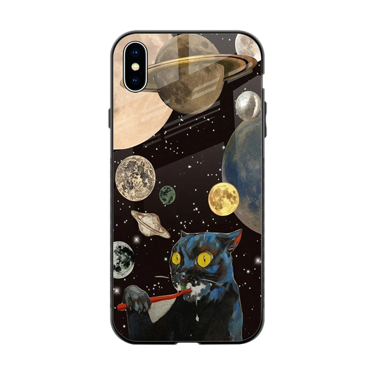Galactic Purr back phone cover | glass case for iphone xs max