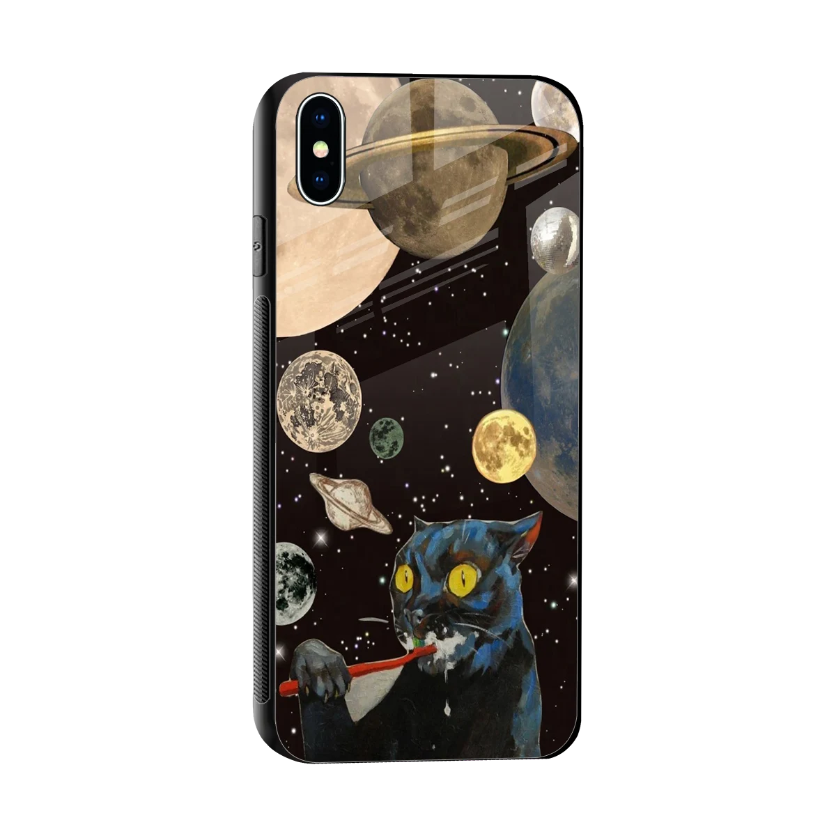 Galactic Purr sleek iphone xs max cover with tempered glass back and TPU edges