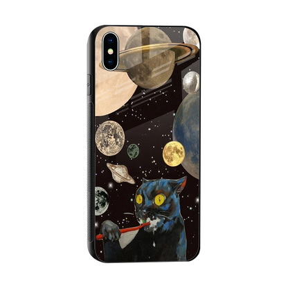 Galactic Purr sleek iphone xs max cover with tempered glass back and TPU edges