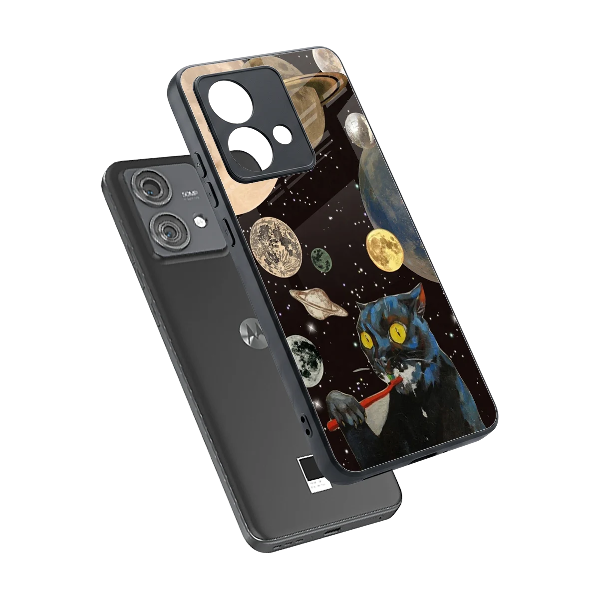 Galactic Purr sleek motorola edge 40 neo 5g cover with tempered glass back and TPU edges