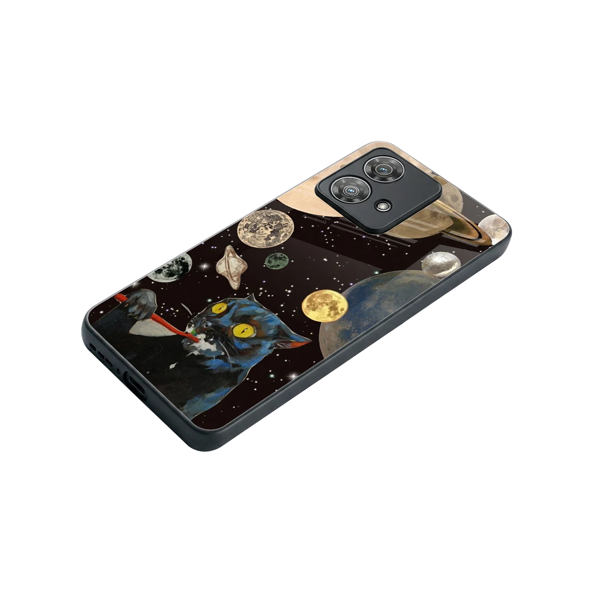 Galactic Purr stylish phone case for motorola edge 40 neo 5g | glossy glass and slim fit