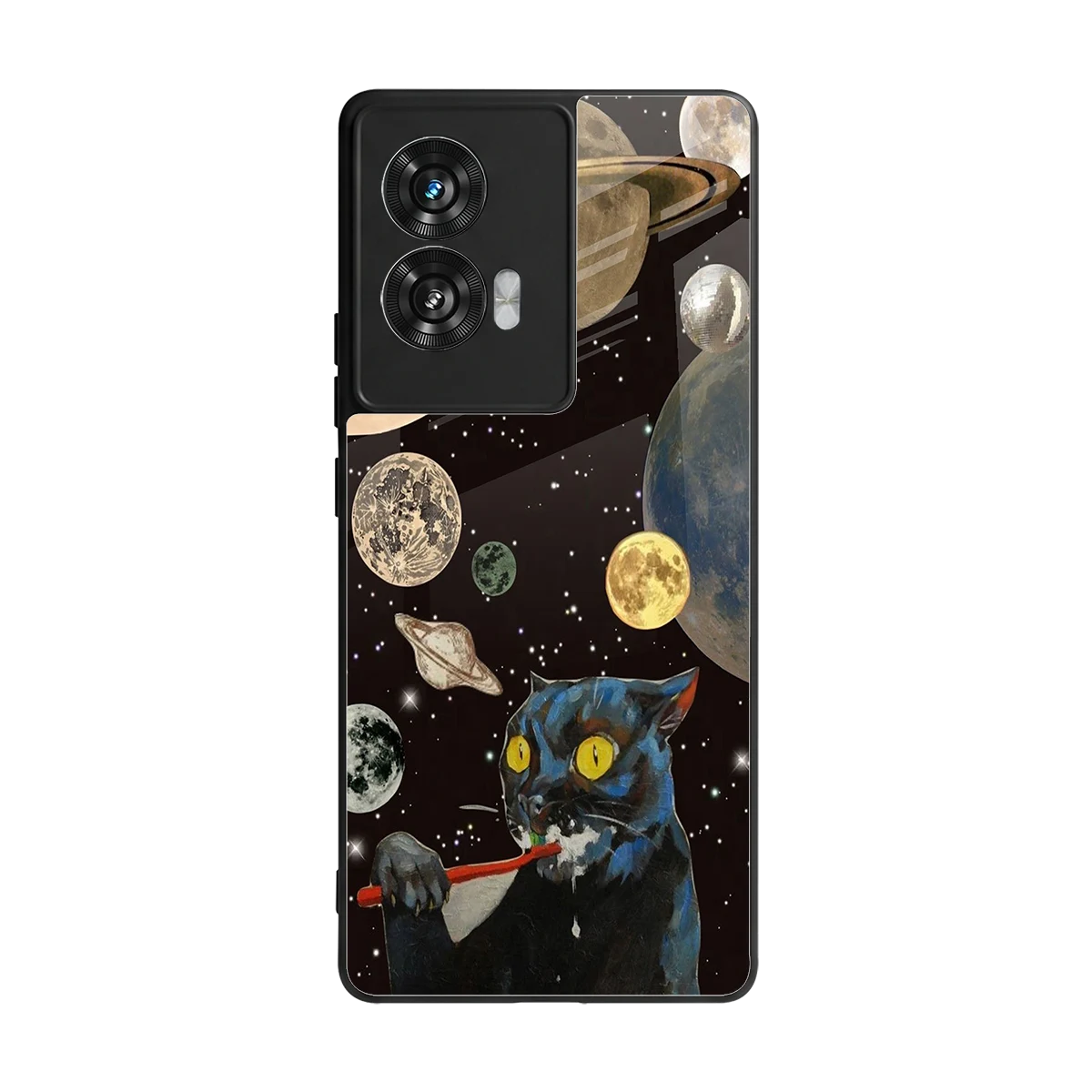 Galactic Purr back phone cover | glass case for motorola edge 50 fusion