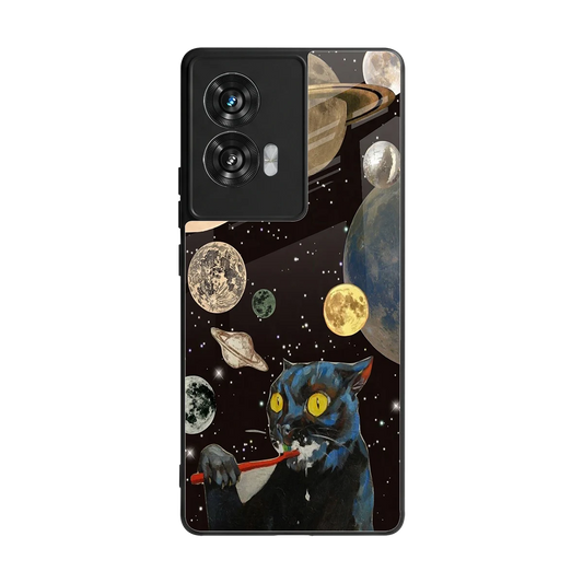 Galactic Purr back phone cover | glass case for motorola edge 50 fusion