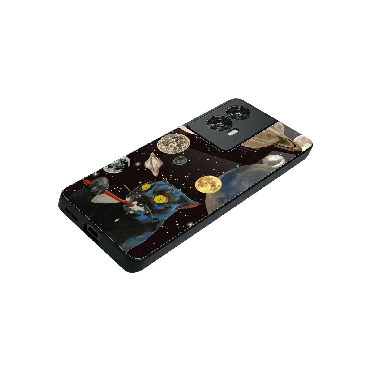 Galactic Purr stylish phone case for motorola edge 50 fusion | glossy glass and slim fit