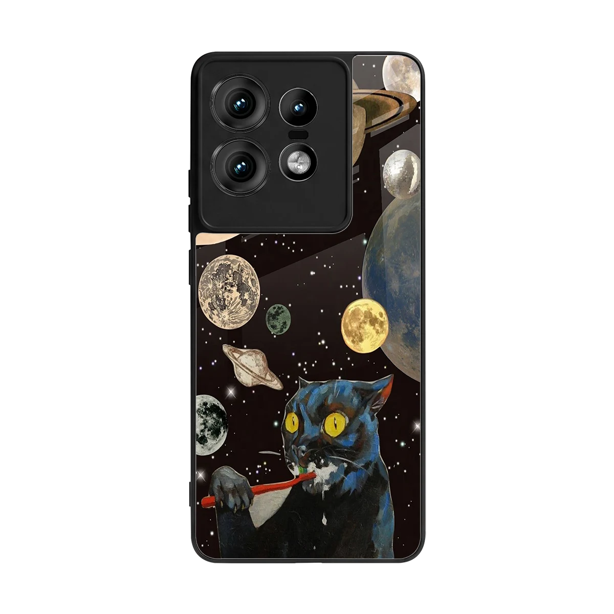 Galactic Purr back phone cover | glass case for motorola edge 50 pro