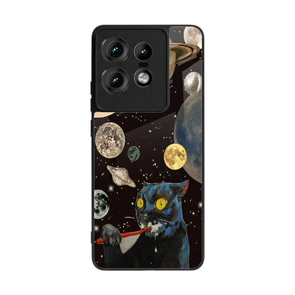 Galactic Purr back phone cover | glass case for motorola edge 50 pro