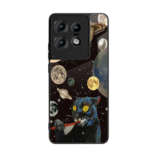 Galactic Purr back phone cover | glass case for motorola edge 50 pro