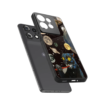 Galactic Purr sleek motorola edge 50 pro cover with tempered glass back and TPU edges