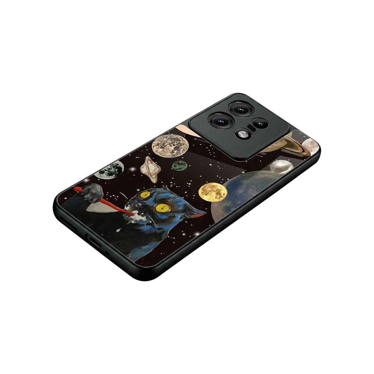 Galactic Purr stylish phone case for motorola edge 50 pro | glossy glass and slim fit