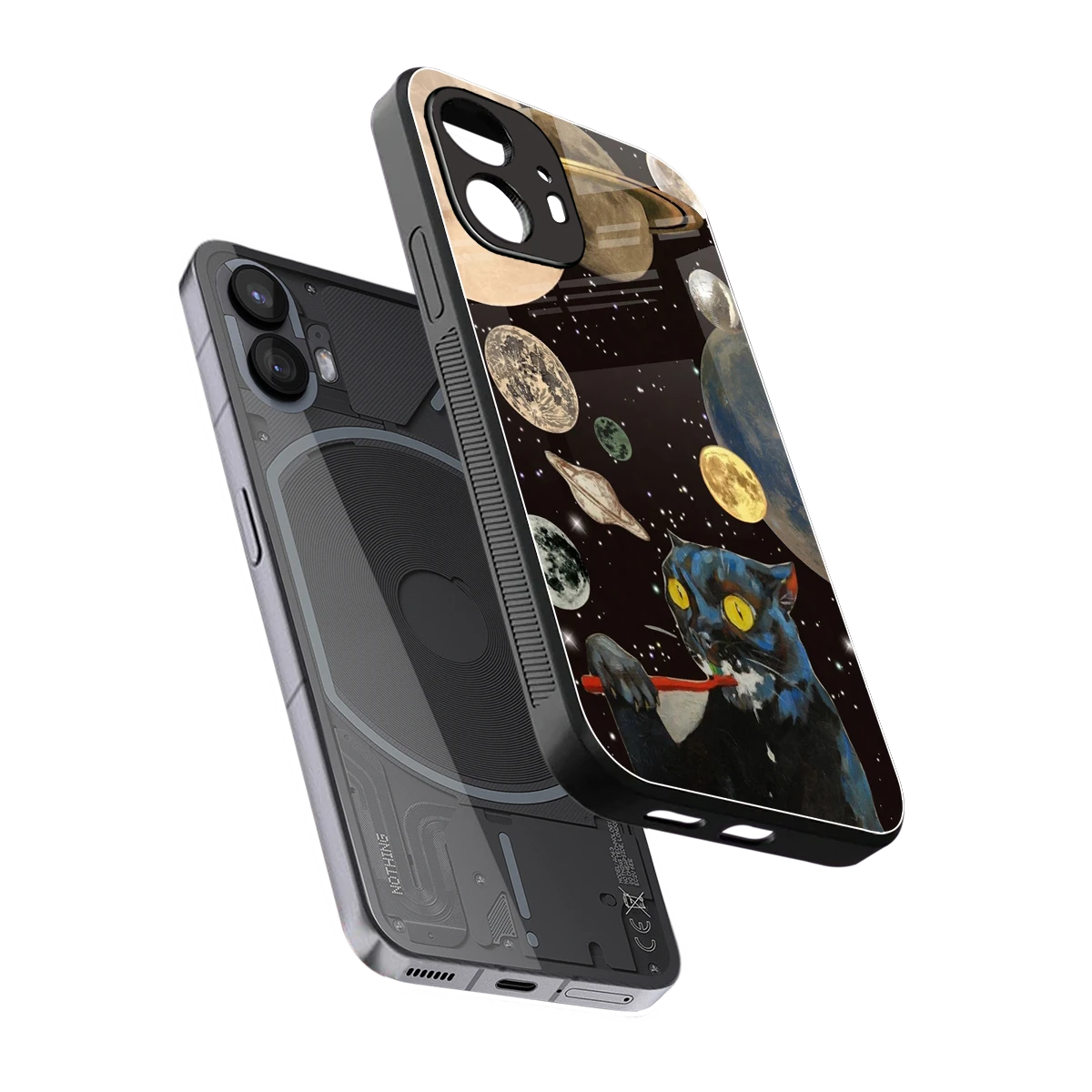 Galactic Purr sleek nothing phone 2 cover with tempered glass back and TPU edges