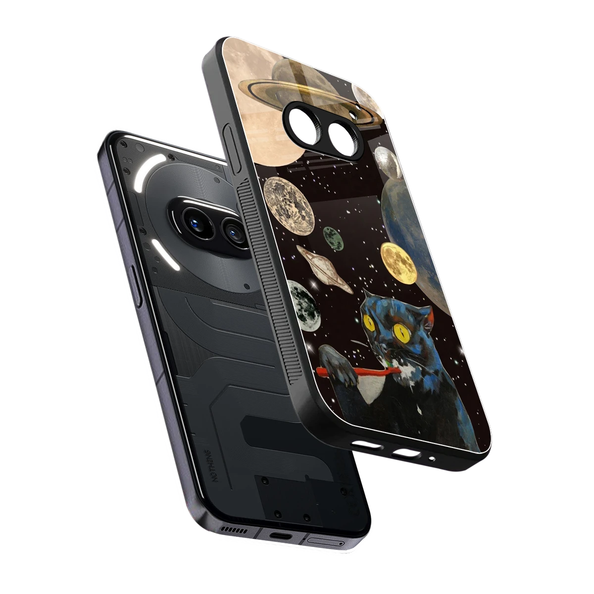 Galactic Purr sleek nothing phone 2a cover with tempered glass back and TPU edges