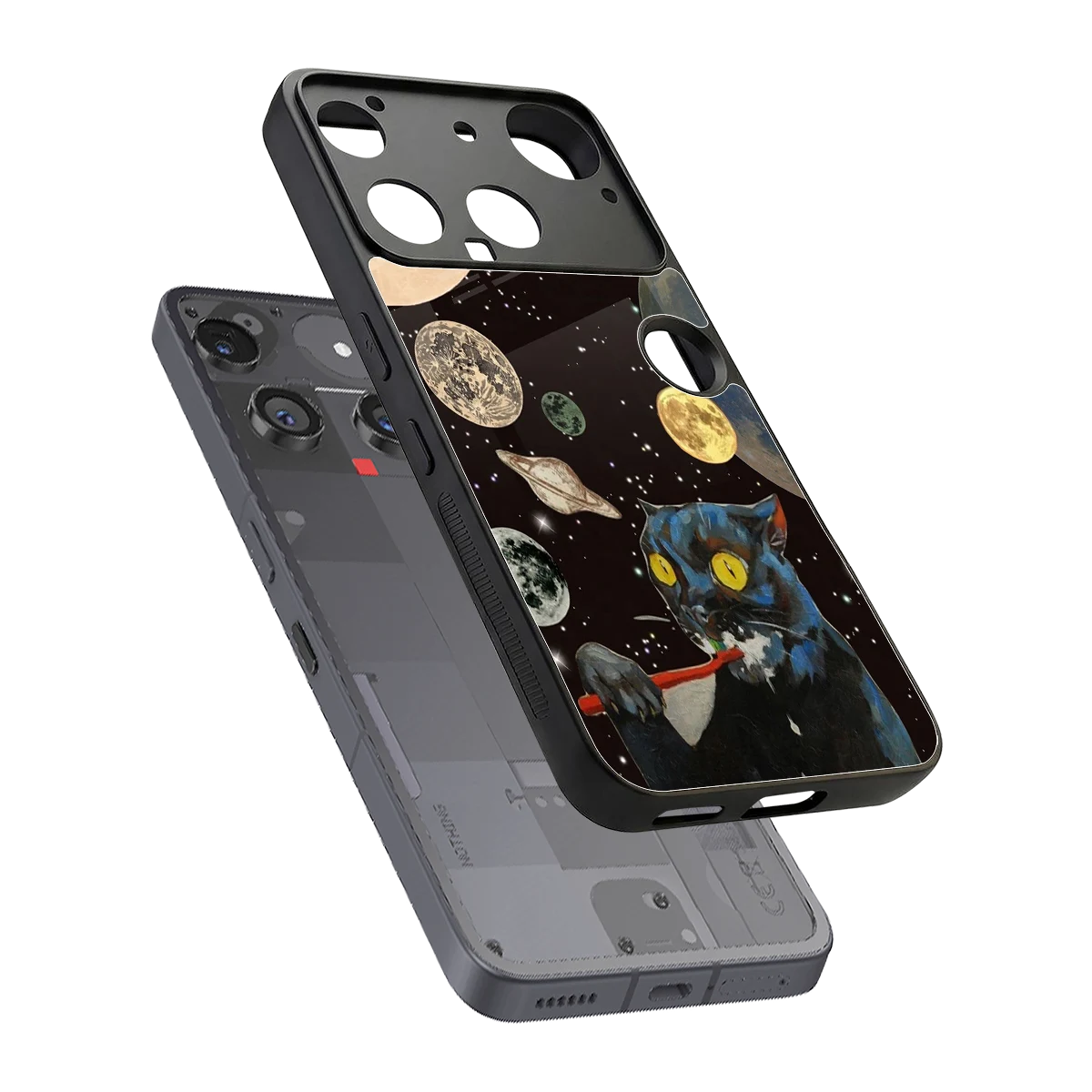 Galactic Purr sleek nothing phone 3 cover with tempered glass back and TPU edges