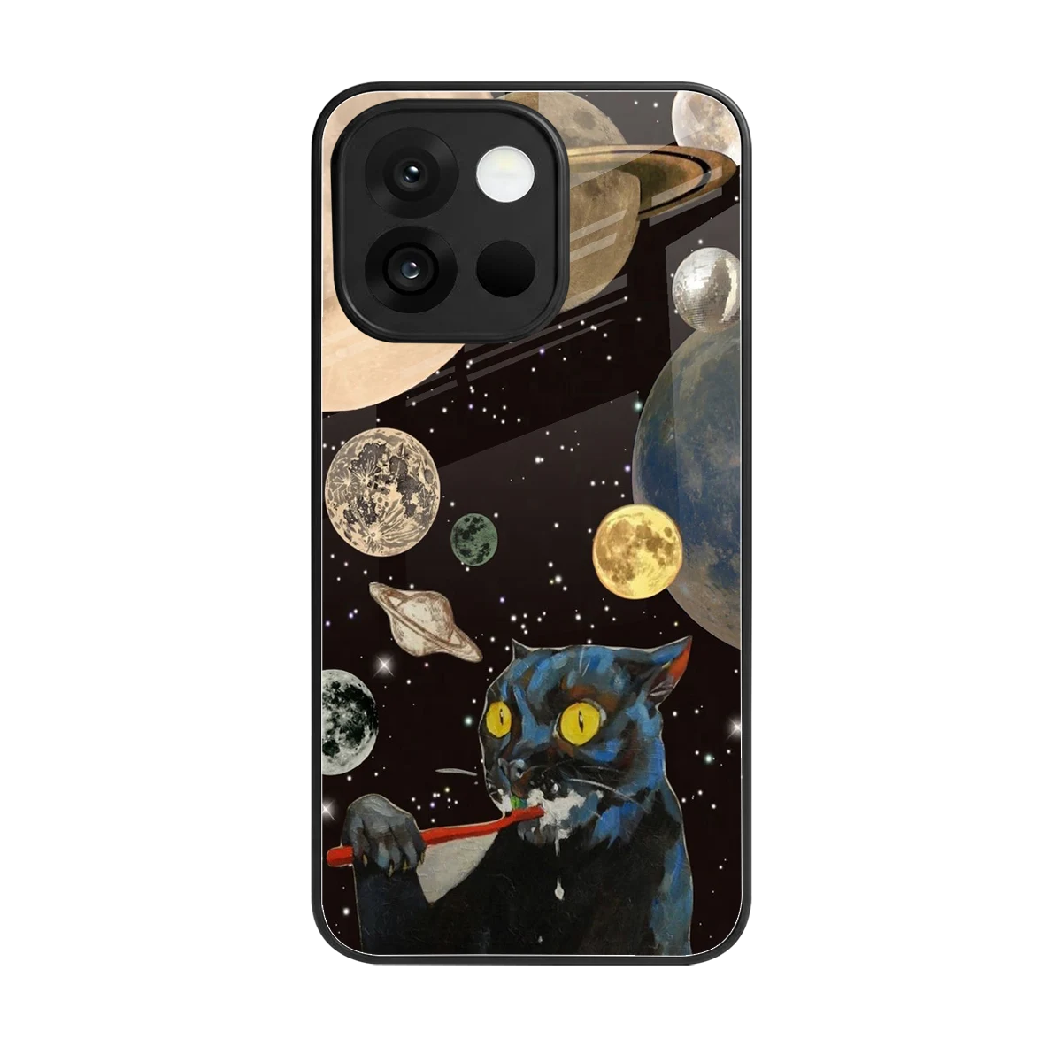 Galactic Purr back phone cover | glass case for oneplus 13s