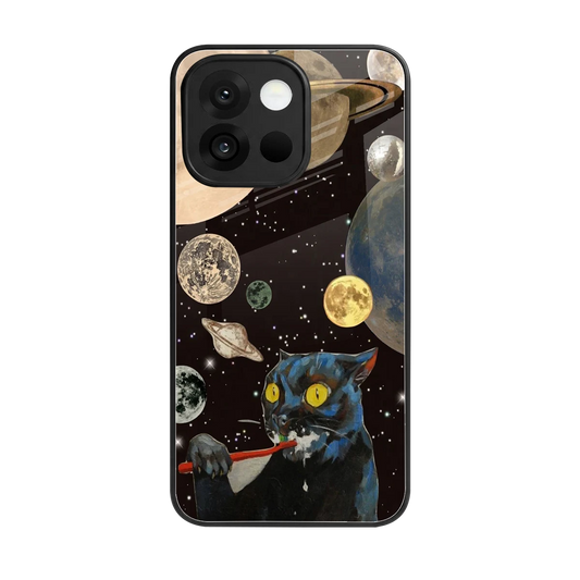 Galactic Purr back phone cover | glass case for oneplus 13s