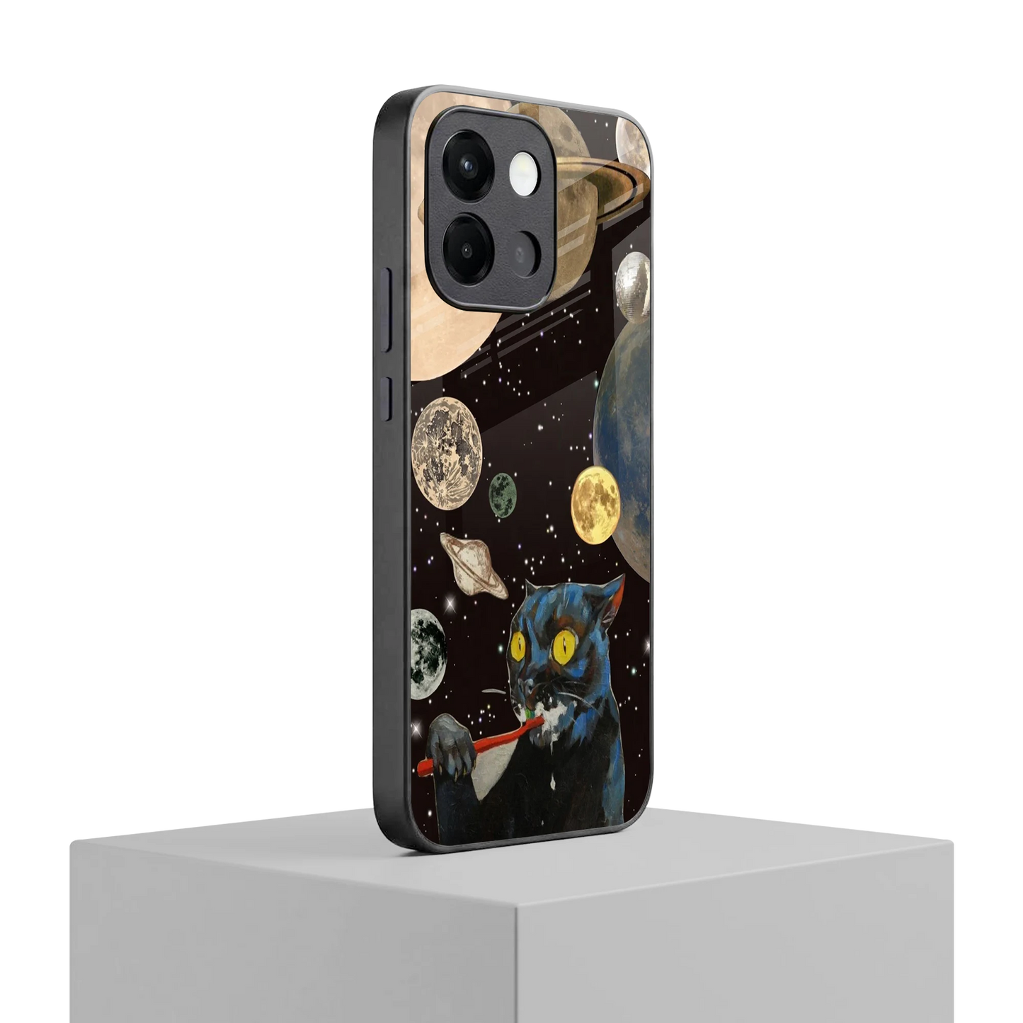 Galactic Purr oneplus 13s mobile cover | shockproof glass phone case