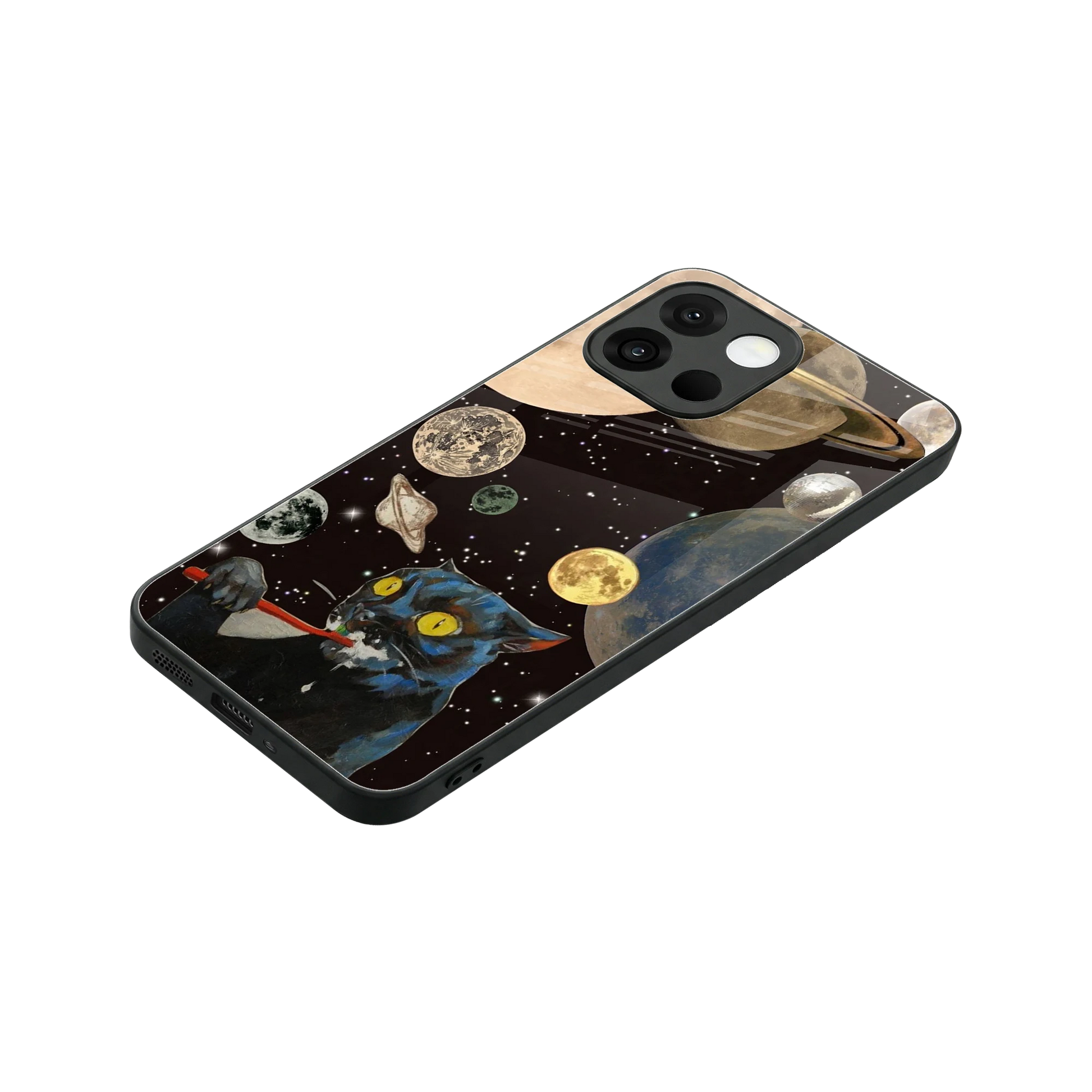 Galactic Purr stylish phone case for oneplus 13s | glossy glass and slim fit