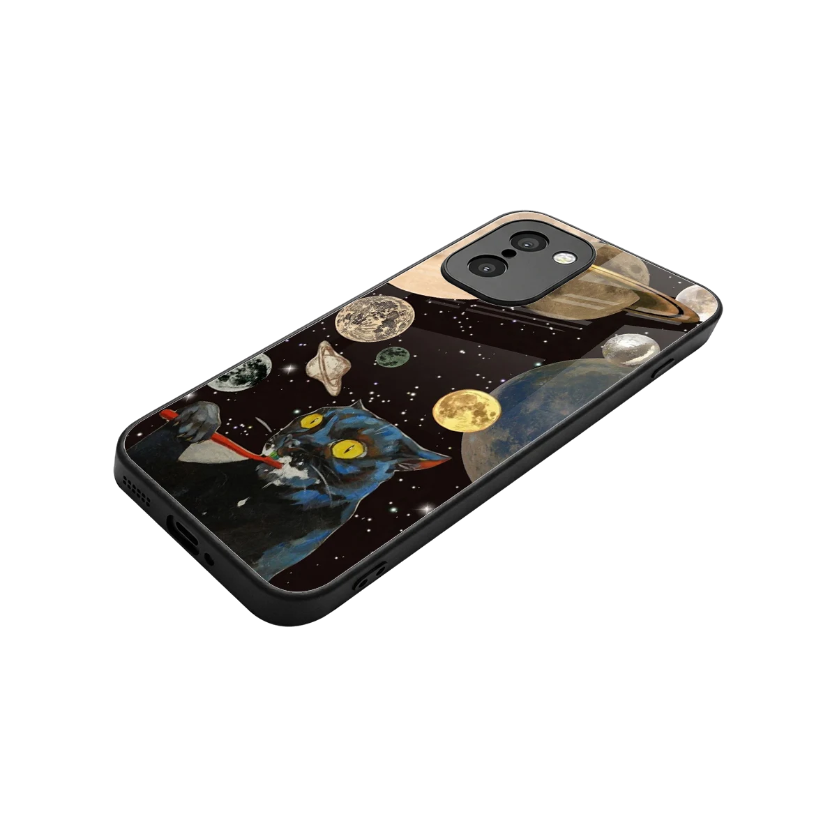 Galactic Purr stylish phone case for oneplus 15r | glossy glass and slim fit