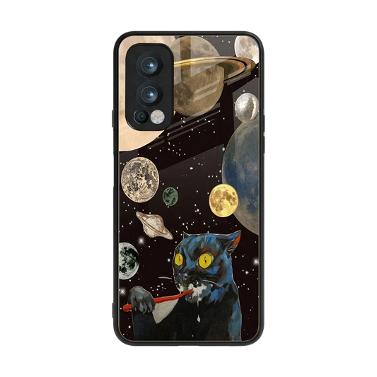 Galactic Purr back phone cover | glass case for oneplus nord 2