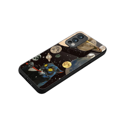Galactic Purr stylish phone case for oneplus nord 2 | glossy glass and slim fit