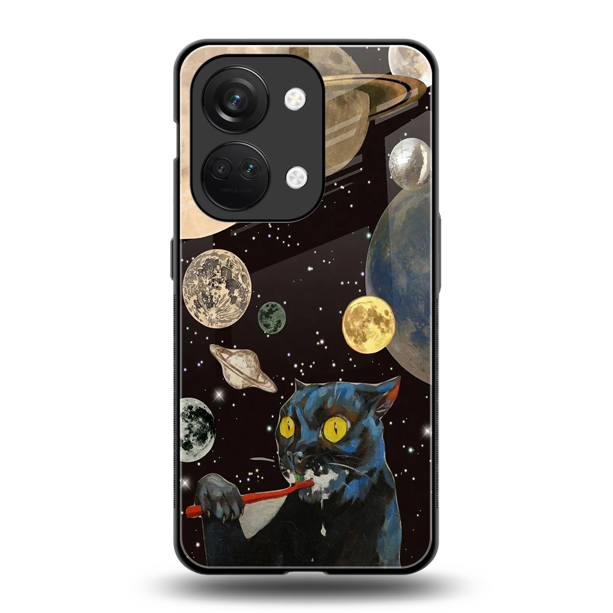 Galactic Purr back phone cover | glass case for oneplus nord 3