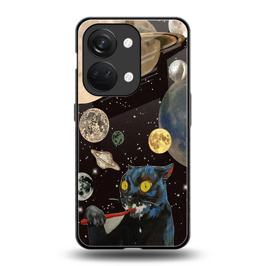 Galactic Purr back phone cover | glass case for oneplus nord 3