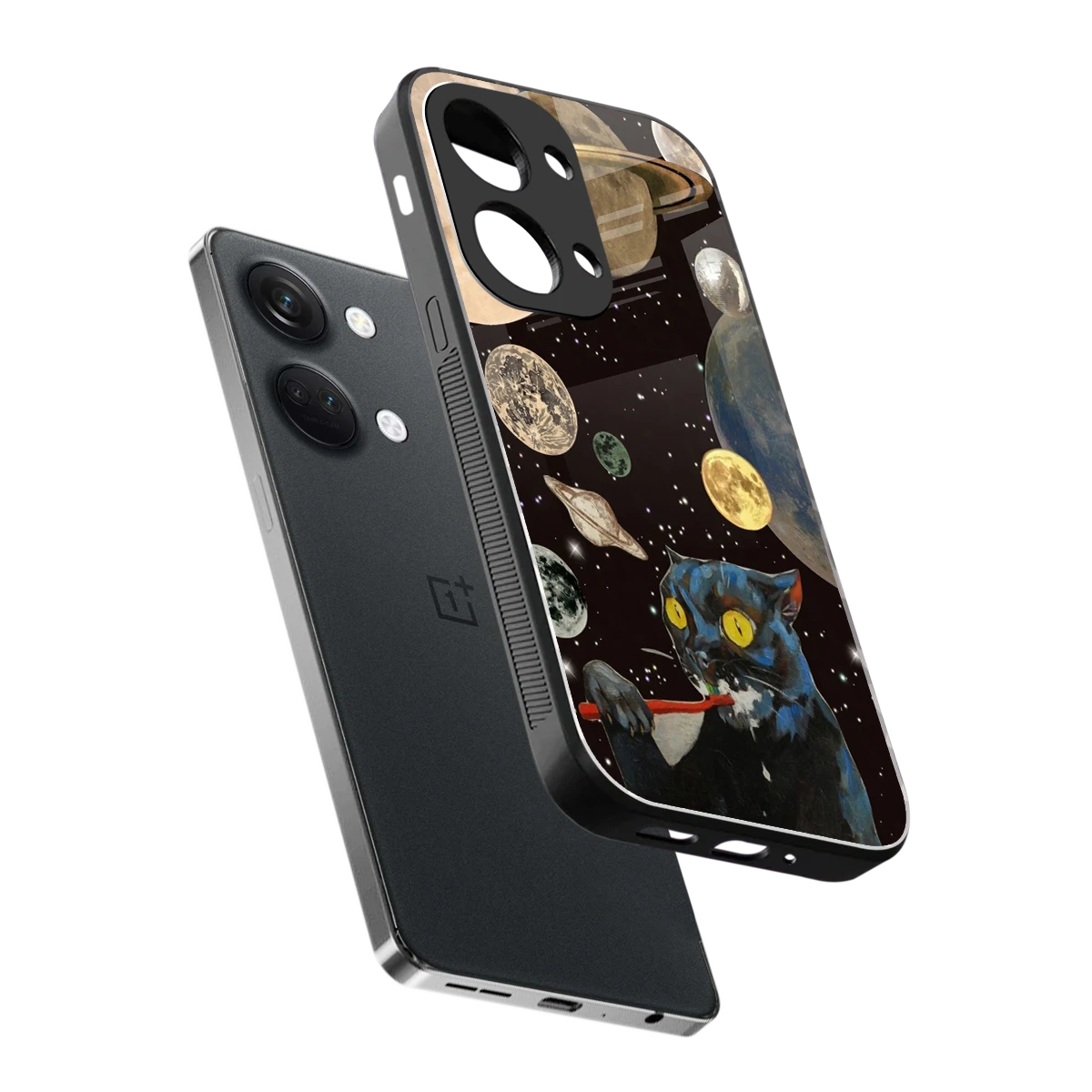 Galactic Purr sleek oneplus nord 3 cover with tempered glass back and TPU edges