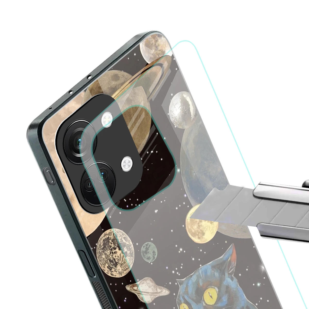 Galactic Purr stylish phone case for oneplus nord 3 | glossy glass and slim fit