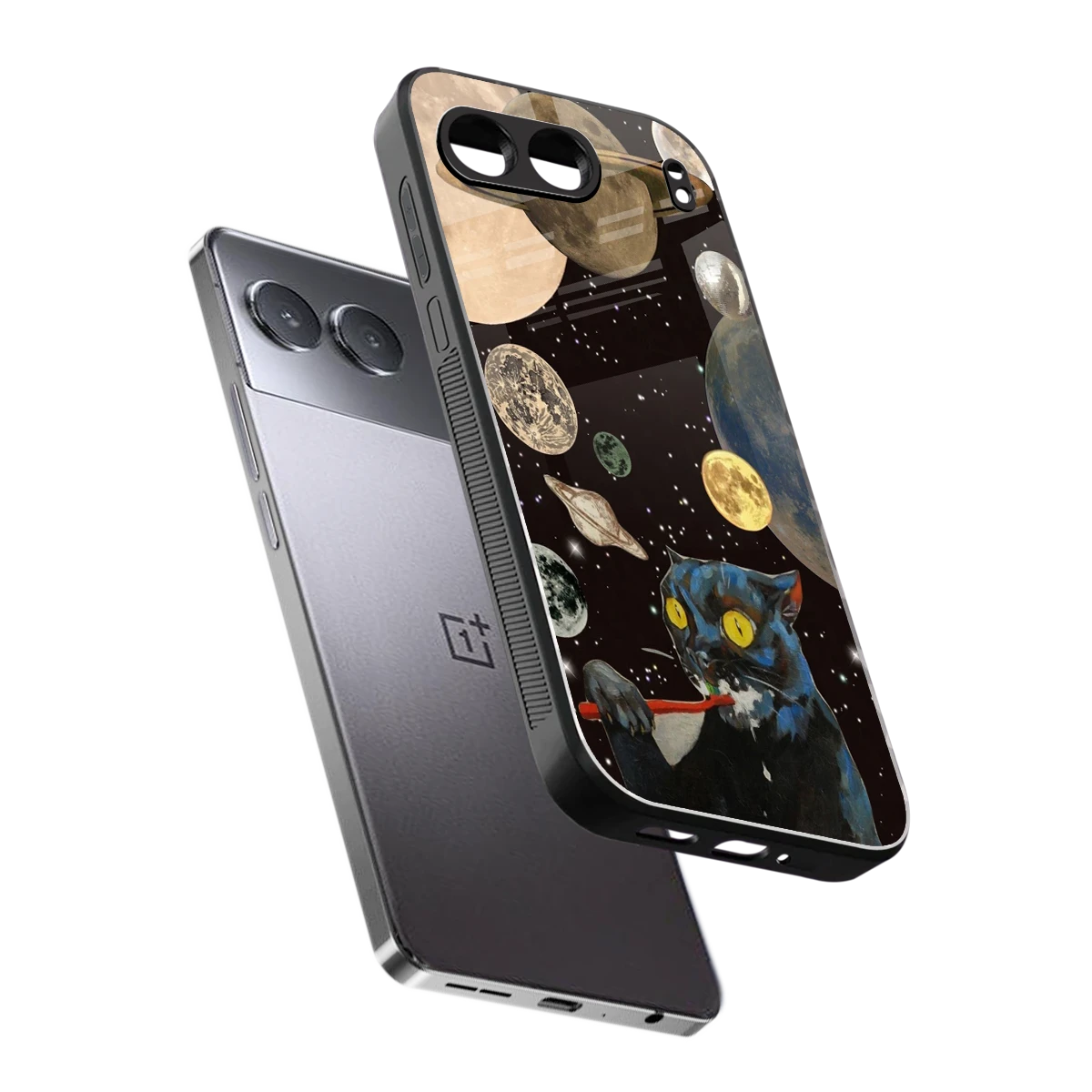 Galactic Purr sleek oneplus nord 4 cover with tempered glass back and TPU edges